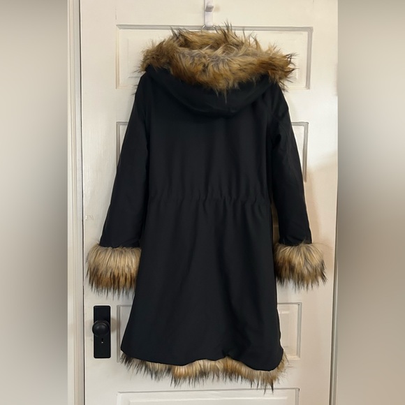 NWOT Fabulous Furs Black Jacket with Brown Faux Fur Trim - Picture 4 of 9